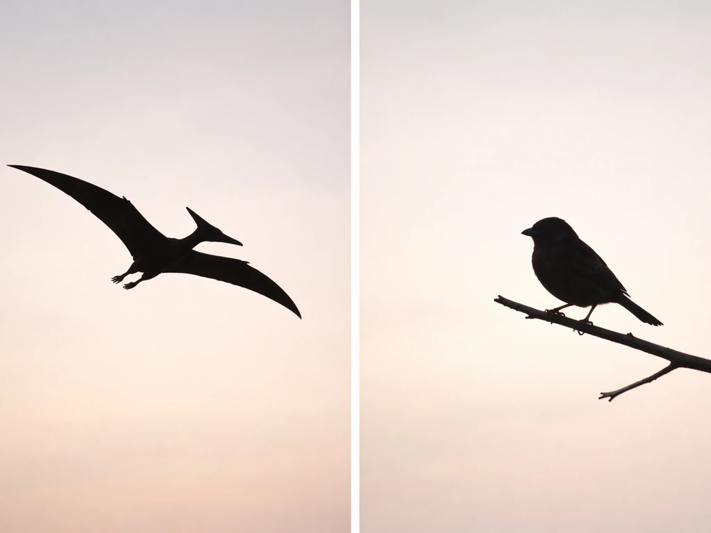 Side-by-side silhouettes of a pterosaur-like creature and a real bird, suggesting whether “Rodan” is a bird.