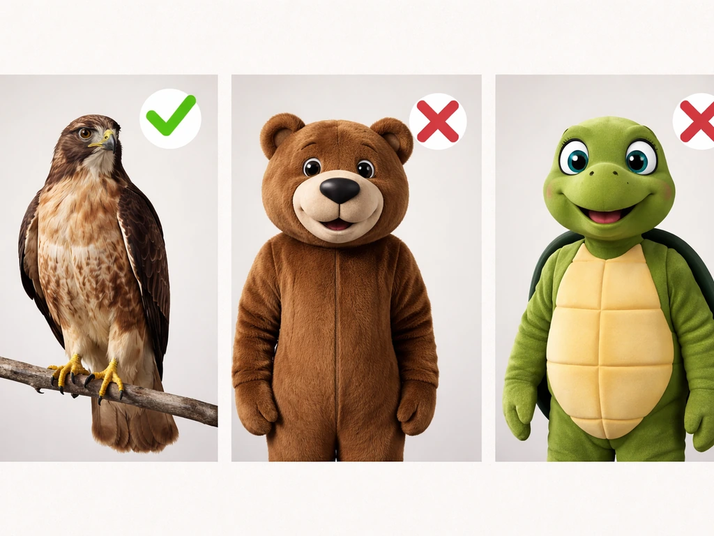 Three isolated mascot animal figures on a neutral background, each shown as a bird or non-bird.