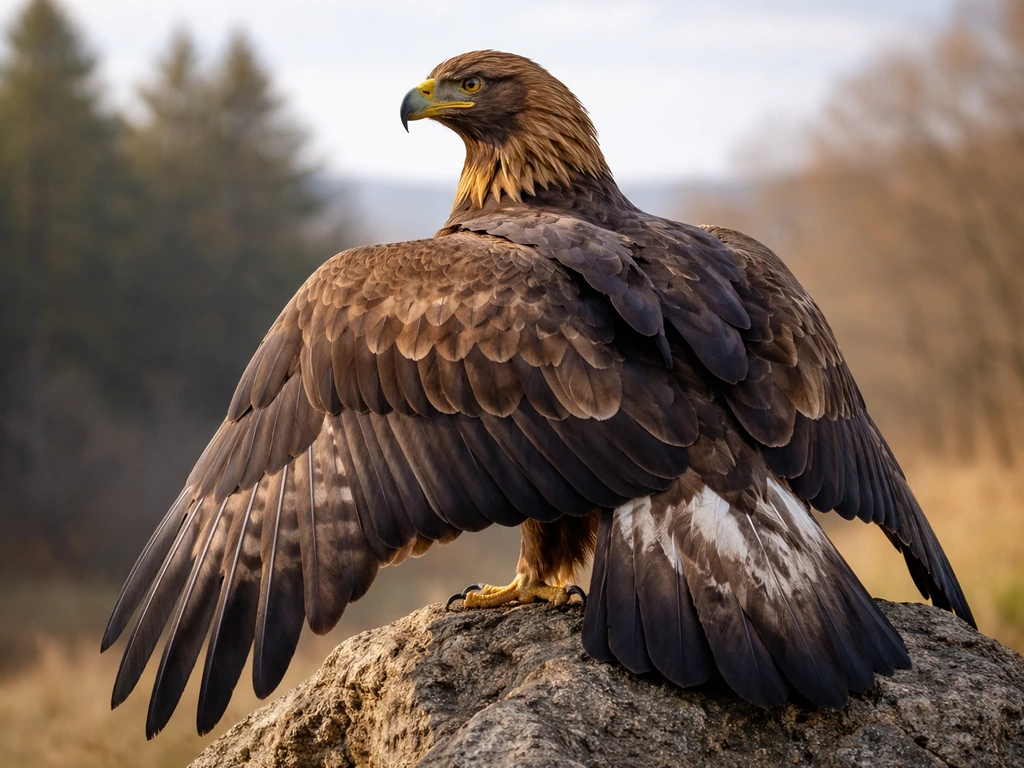 Eagle perched with visible layered feathers, emphasizing the defining trait of birds