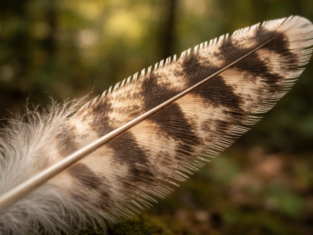 Close-up of an owl wing feather texture showing a velvety surface and comb-like leading edge.