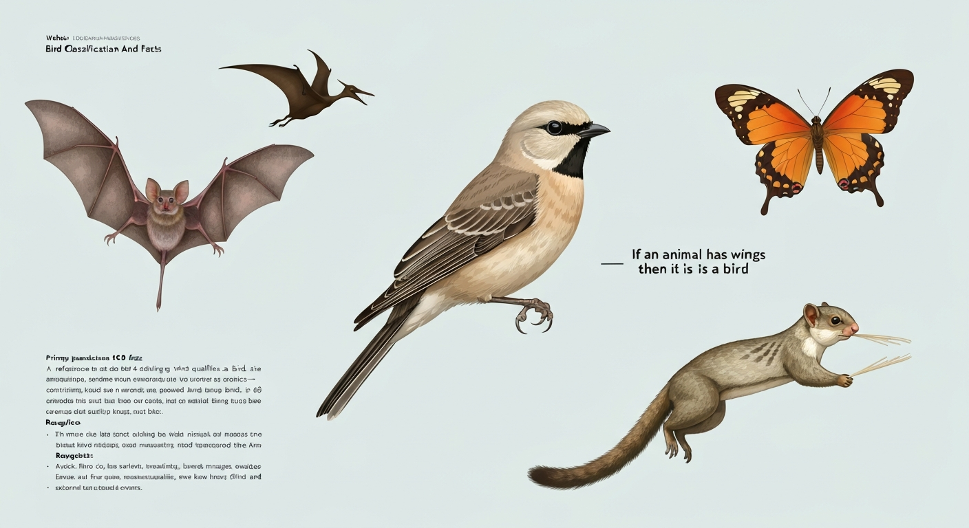 Illustration collage showing a bird, bat, butterfly, pterosaur silhouette, and gliding mammal to illustrate different wing types.